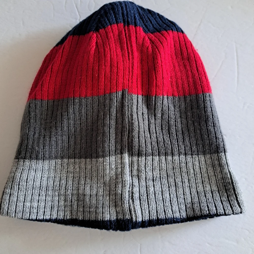 Ralph Lauren Multicolored Striped Beanie Hat Blue Red Gray Silver Kid's O/S NWOT